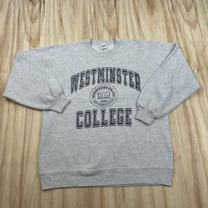 Vintage 90s Westminster College Crewneck Sweatshirt Gray Fits Large Collegiate